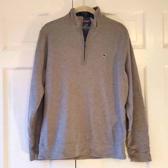 VINEYARD VINES GRAY BLUE QUARTER ZIP MEN'S SIZE SMALL PIMA PIQUE COTTON PREPPY - Picture 1 of 6